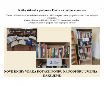 Aktuality / NOVÉ KNIHY VĎAKA DOTÁCII FONDU NA PODPORU UMENIA - foto