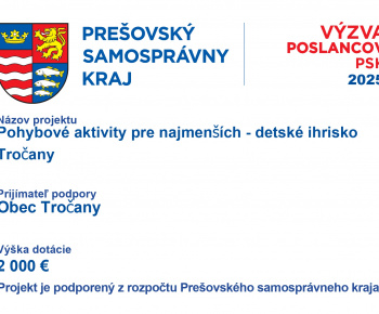 Aktuality / Pohybové aktivity pre najmenších - detské ihrisko Tročany - Projekt podporený z rozpočtu PSK - foto