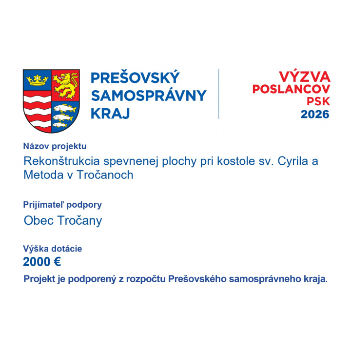 Rekonštrukcia spevnenej plochy pri kostole sv. Cyrila a Metoda v Tročanoch.